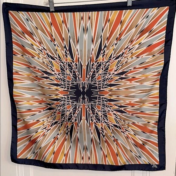 Vintage 60s/70s Mr. Emperor Starburst Pattern Large Polyester Square Scarf - Picture 1 of 10